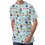 Kawaii Japanese Sushi Pattern Print Men's Velvet T-Shirt
