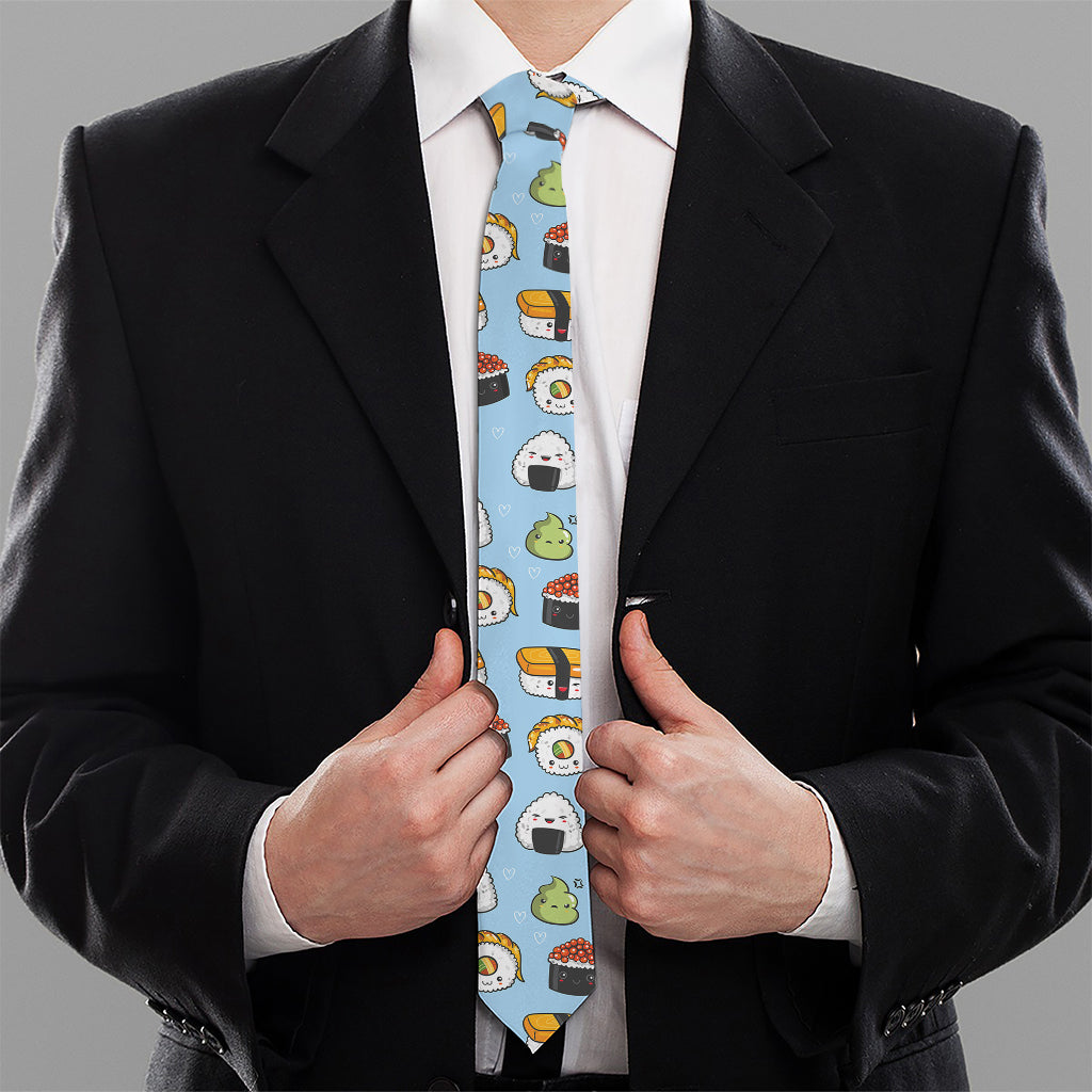 Kawaii Japanese Sushi Pattern Print Necktie
