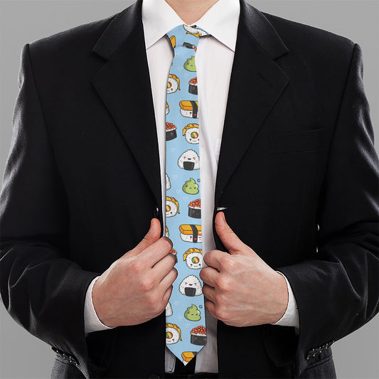 Kawaii Japanese Sushi Pattern Print Necktie