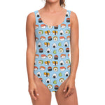 Kawaii Japanese Sushi Pattern Print One Piece Swimsuit