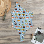Kawaii Japanese Sushi Pattern Print One Shoulder Bodysuit
