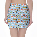Kawaii Japanese Sushi Pattern Print Pencil Mini Skirt
