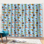 Kawaii Japanese Sushi Pattern Print Pencil Pleat Curtains