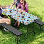 Kawaii Japanese Sushi Pattern Print Picnic Table Cover