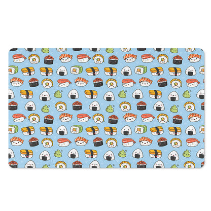 Kawaii Japanese Sushi Pattern Print Polyester Doormat