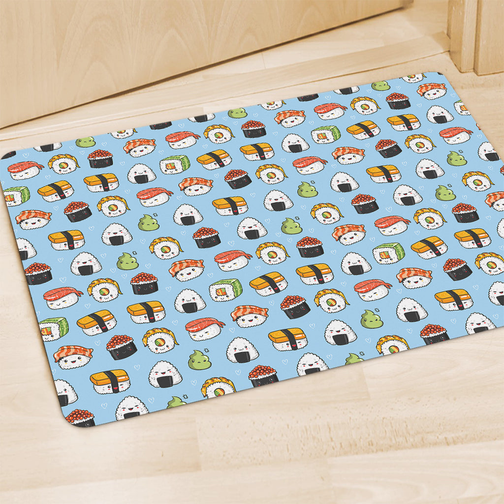 Kawaii Japanese Sushi Pattern Print Polyester Doormat