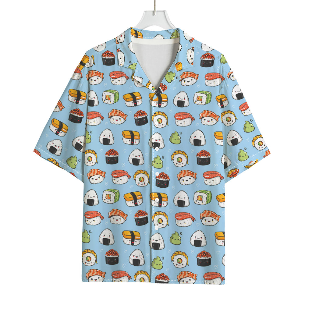 Kawaii Japanese Sushi Pattern Print Rayon Hawaiian Shirt