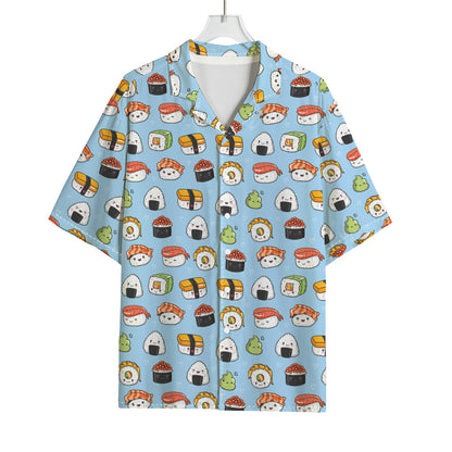 Kawaii Japanese Sushi Pattern Print Rayon Hawaiian Shirt
