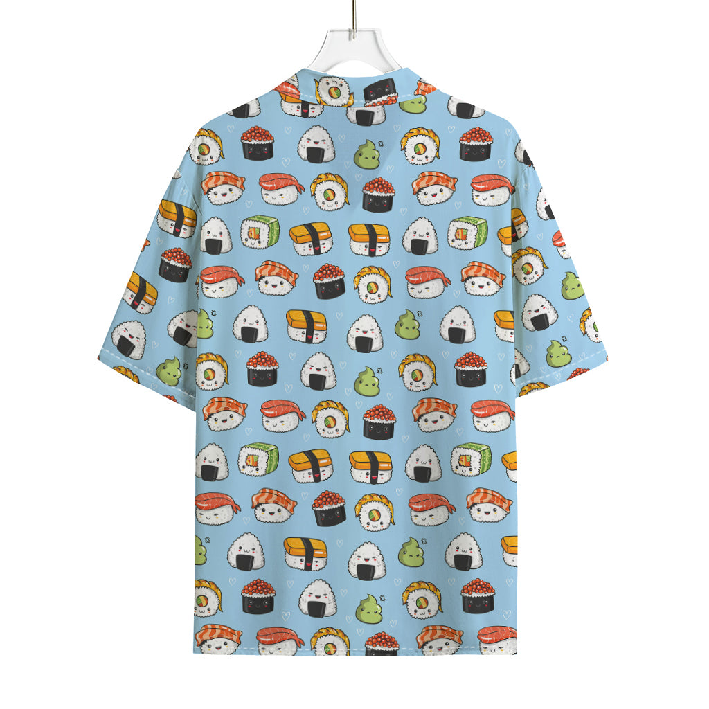 Kawaii Japanese Sushi Pattern Print Rayon Hawaiian Shirt