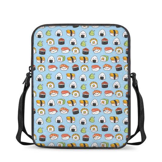 Kawaii Japanese Sushi Pattern Print Rectangular Crossbody Bag