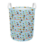 Kawaii Japanese Sushi Pattern Print Round Laundry Basket