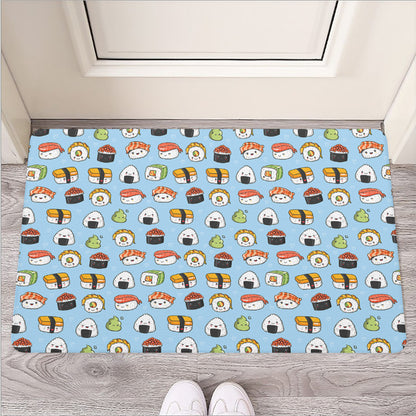 Kawaii Japanese Sushi Pattern Print Rubber Doormat