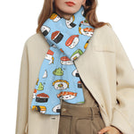 Kawaii Japanese Sushi Pattern Print Scarf