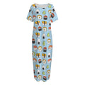 Kawaii Japanese Sushi Pattern Print Short Sleeve Long Nightdress