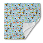 Kawaii Japanese Sushi Pattern Print Silk Bandana