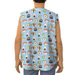 Kawaii Japanese Sushi Pattern Print Sleeveless Baseball Jersey