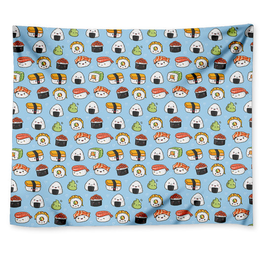 Kawaii Japanese Sushi Pattern Print Tapestry