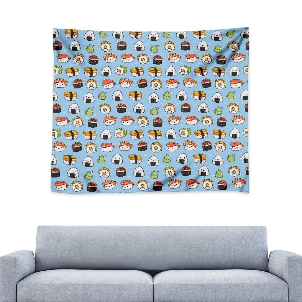 Kawaii Japanese Sushi Pattern Print Tapestry