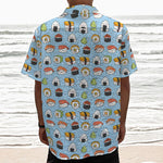 Kawaii Japanese Sushi Pattern Print Textured Short Sleeve Shirt