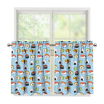 Kawaii Japanese Sushi Pattern Print Tier Curtains
