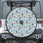 Kawaii Japanese Sushi Pattern Print Tire Cover With Camera Hole