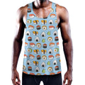 Kawaii Japanese Sushi Pattern Print Men's Workout Tank Top