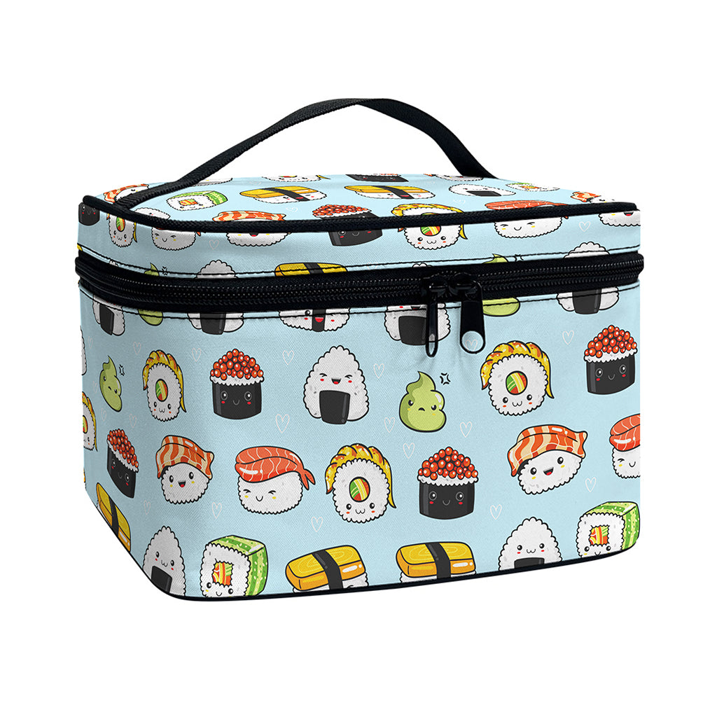 Kawaii Japanese Sushi Pattern Print Travel Makeup Bag