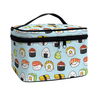 Kawaii Japanese Sushi Pattern Print Travel Makeup Bag