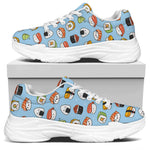 Kawaii Japanese Sushi Pattern Print White Chunky Shoes