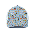 Kawaii Japanese Sushi Pattern Print White Mesh Trucker Hat