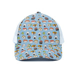 Kawaii Japanese Sushi Pattern Print White Mesh Trucker Cap