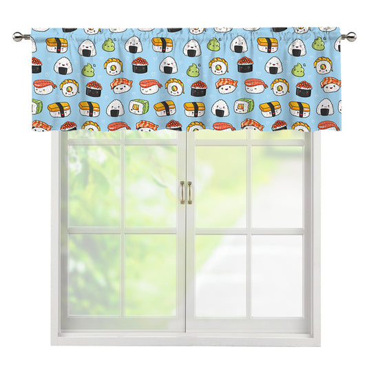 Kawaii Japanese Sushi Pattern Print Window Valance