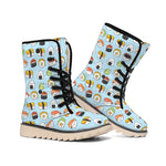 Kawaii Japanese Sushi Pattern Print Winter Boots
