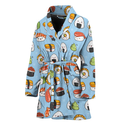 Kawaii Japanese Sushi Pattern Print Women's Bathrobe