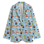 Kawaii Japanese Sushi Pattern Print Women's Blazer