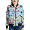 Kawaii Japanese Sushi Pattern Print Women's Bomber Jacket