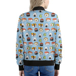 Kawaii Japanese Sushi Pattern Print Women's Bomber Jacket