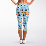 Kawaii Japanese Sushi Pattern Print Women's Capri Leggings