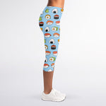 Kawaii Japanese Sushi Pattern Print Women's Capri Leggings
