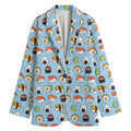 Kawaii Japanese Sushi Pattern Print Women's Cotton Blazer