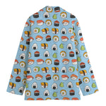 Kawaii Japanese Sushi Pattern Print Women's Cotton Blazer