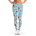 Kawaii Japanese Sushi Pattern Print Women's Leggings