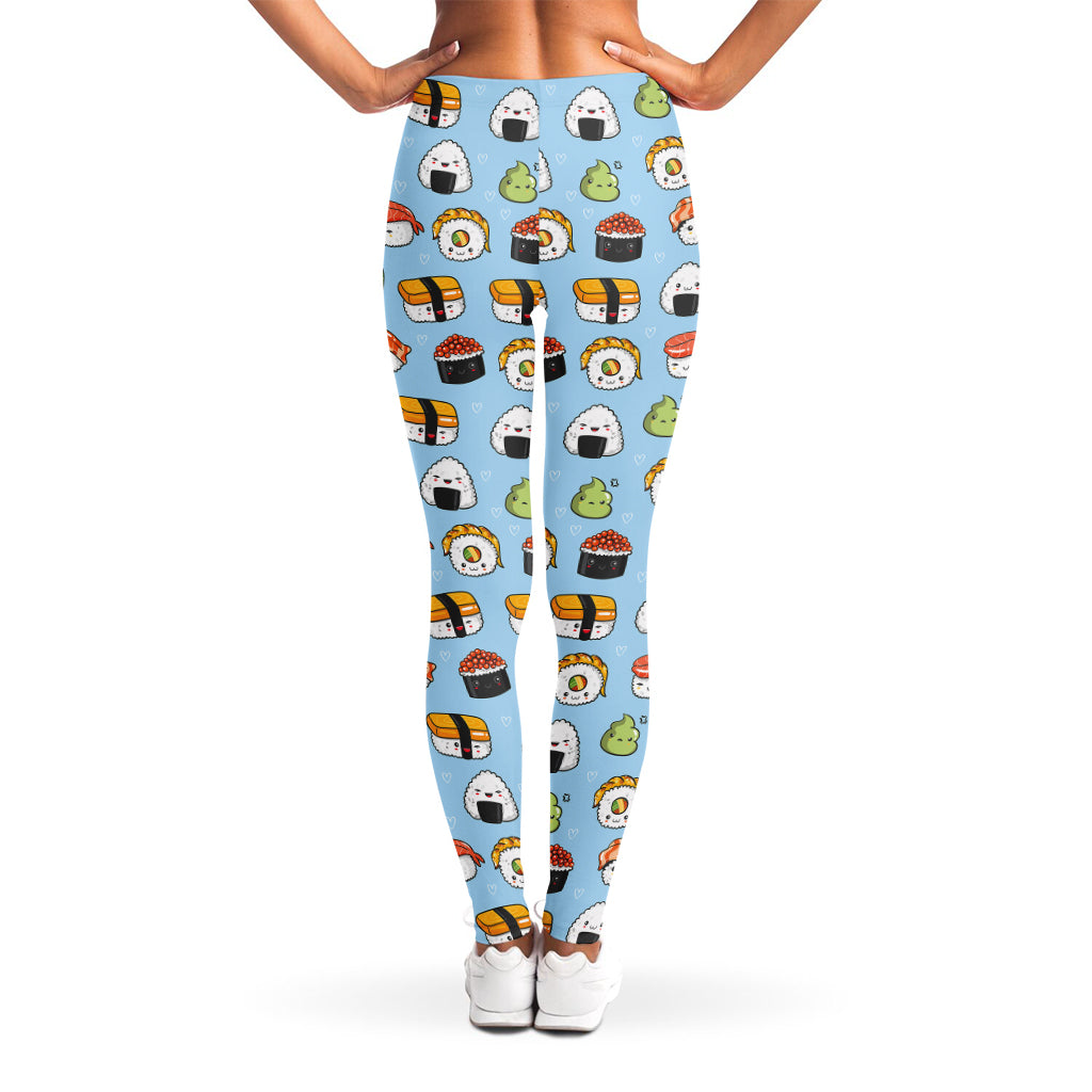 Kawaii Japanese Sushi Pattern Print Women's Leggings