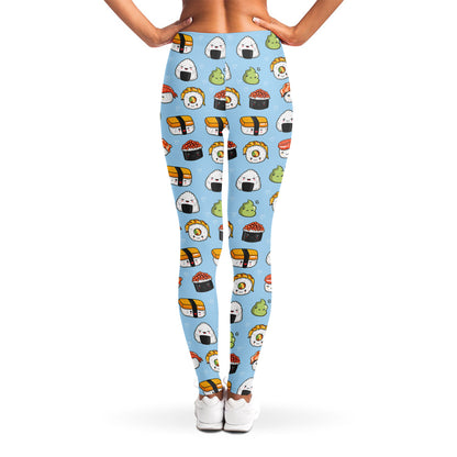 Kawaii Japanese Sushi Pattern Print Women's Leggings