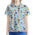 Kawaii Japanese Sushi Pattern Print Women's Polo Shirt