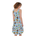 Kawaii Japanese Sushi Pattern Print Women's Sleeveless Dress