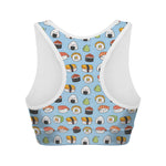 Kawaii Japanese Sushi Pattern Print Women's Sports Bra