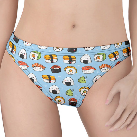 Kawaii Japanese Sushi Pattern Print Women's Thong