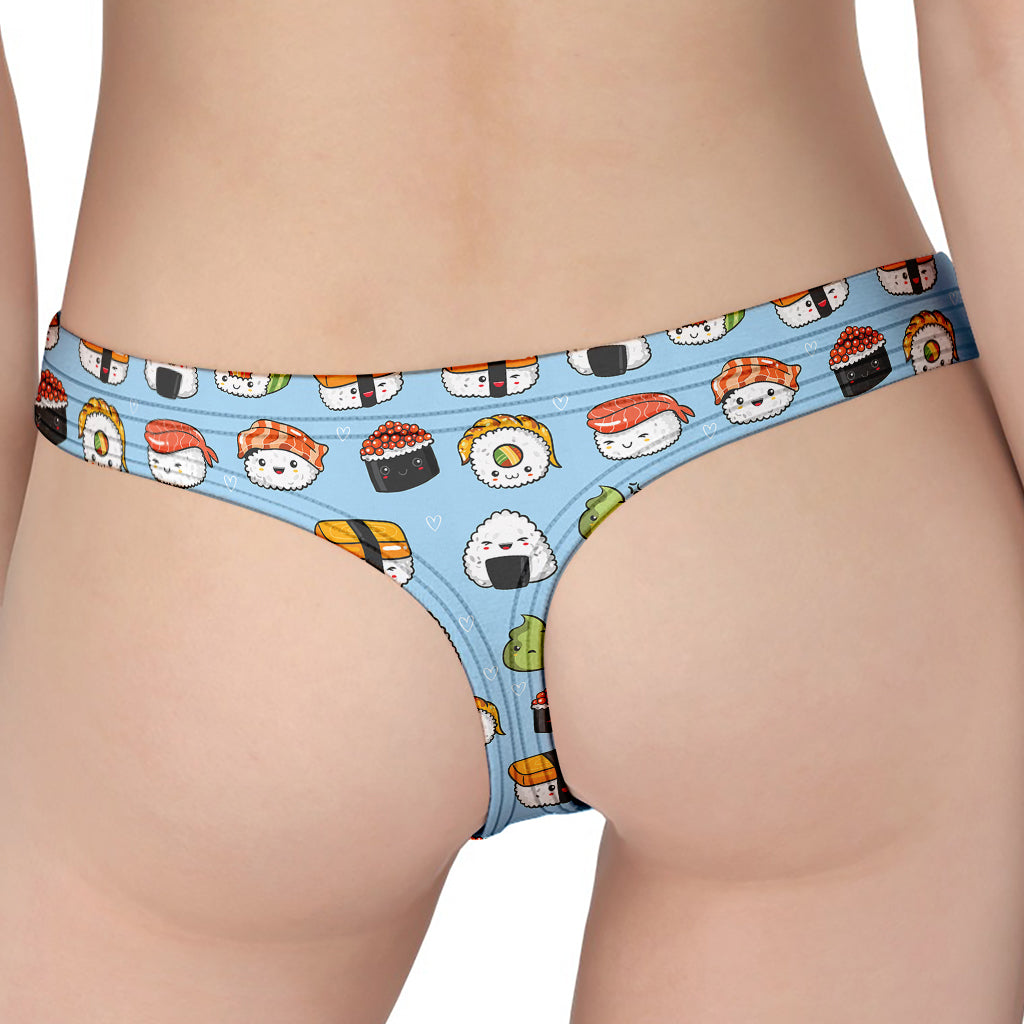 Kawaii Japanese Sushi Pattern Print Women's Thong