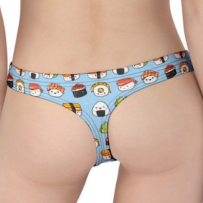 Kawaii Japanese Sushi Pattern Print Women's Thong